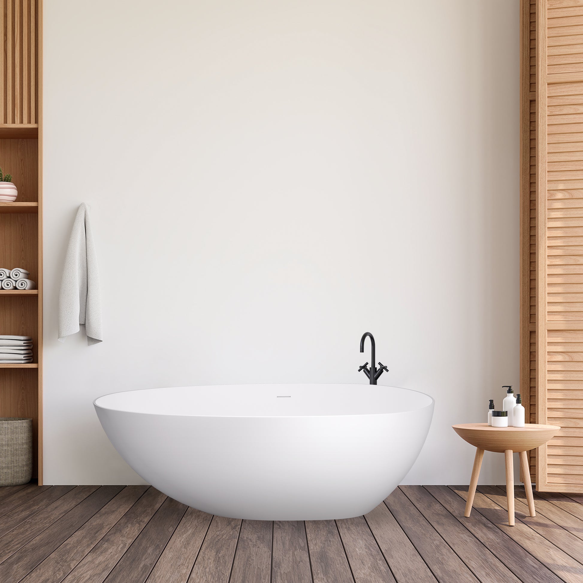 Elegant Freestanding Oval Tub Solid Surface Soaking Bathtub by Altair