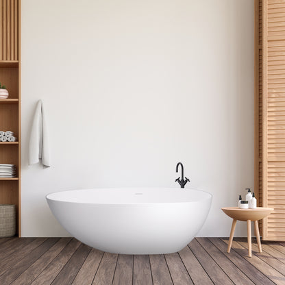 Elegant Freestanding Oval Tub Solid Surface Soaking Bathtub by Altair