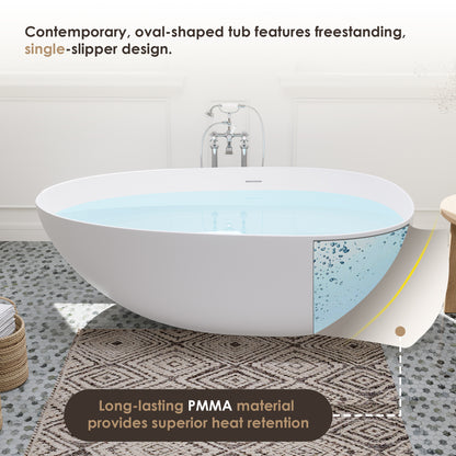 Elegant Freestanding Oval Tub Solid Surface Soaking Bathtub by Altair
