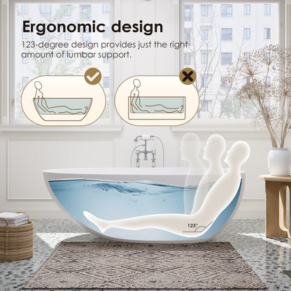 Elegant Freestanding Oval Tub Solid Surface Soaking Bathtub by Altair