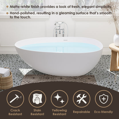 Elegant Freestanding Oval Tub Solid Surface Soaking Bathtub by Altair