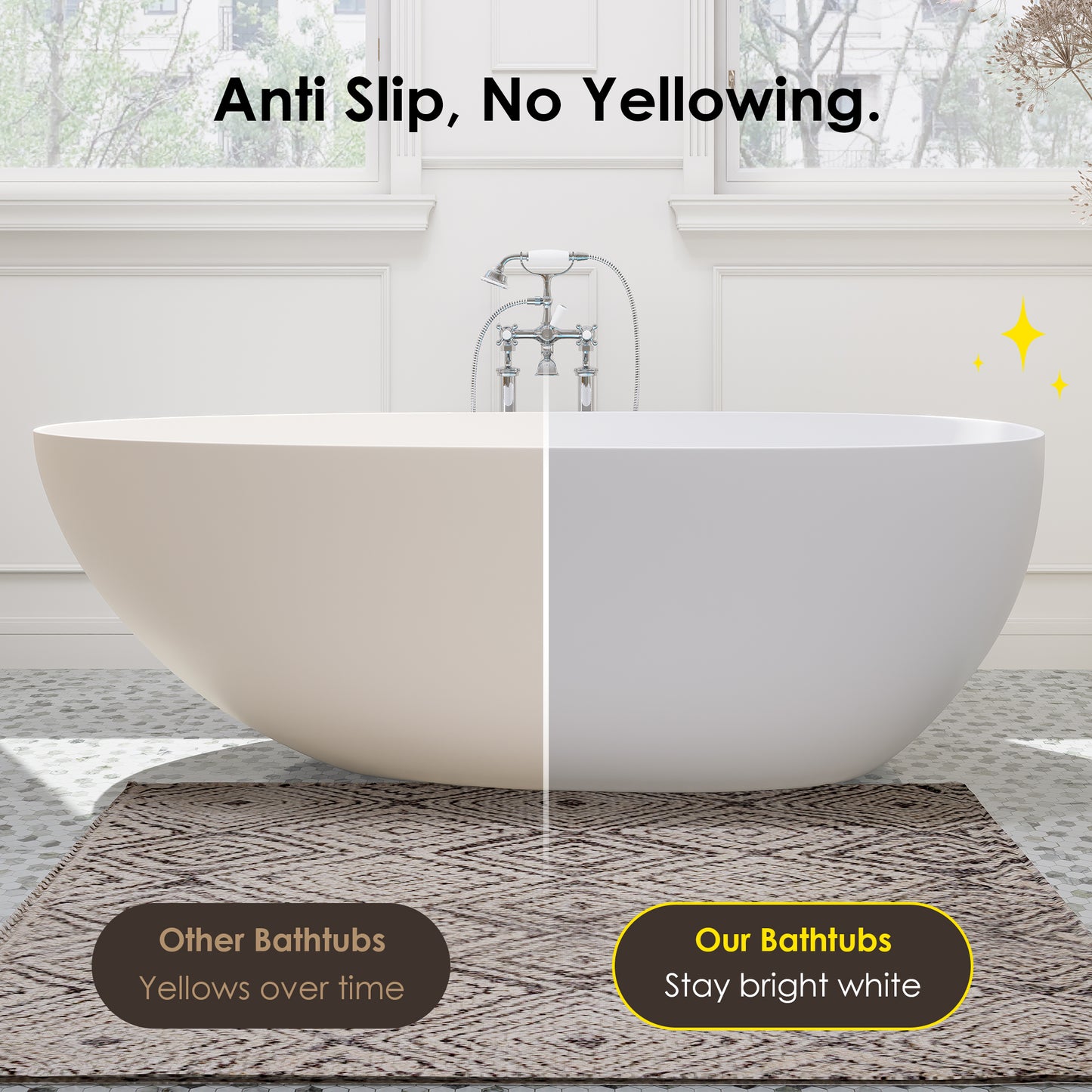 Elegant Freestanding Oval Tub Solid Surface Soaking Bathtub by Altair