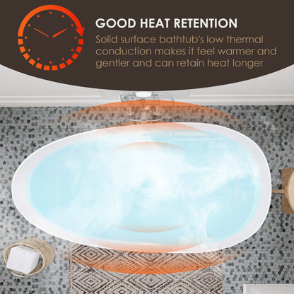 Elegant Freestanding Oval Tub Solid Surface Soaking Bathtub by Altair