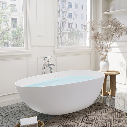 Elegant Freestanding Oval Tub Solid Surface Soaking Bathtub by Altair