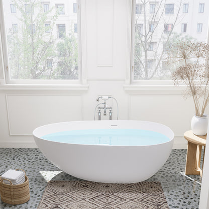 Elegant Freestanding Oval Tub Solid Surface Soaking Bathtub by Altair