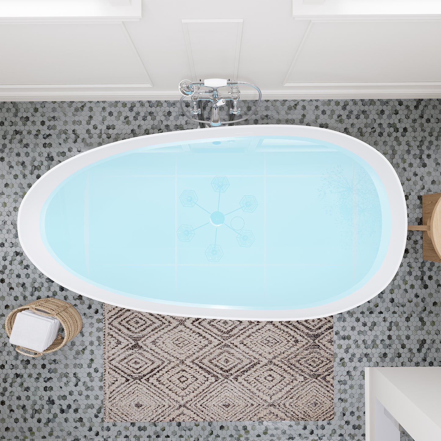 Elegant Freestanding Oval Tub Solid Surface Soaking Bathtub by Altair