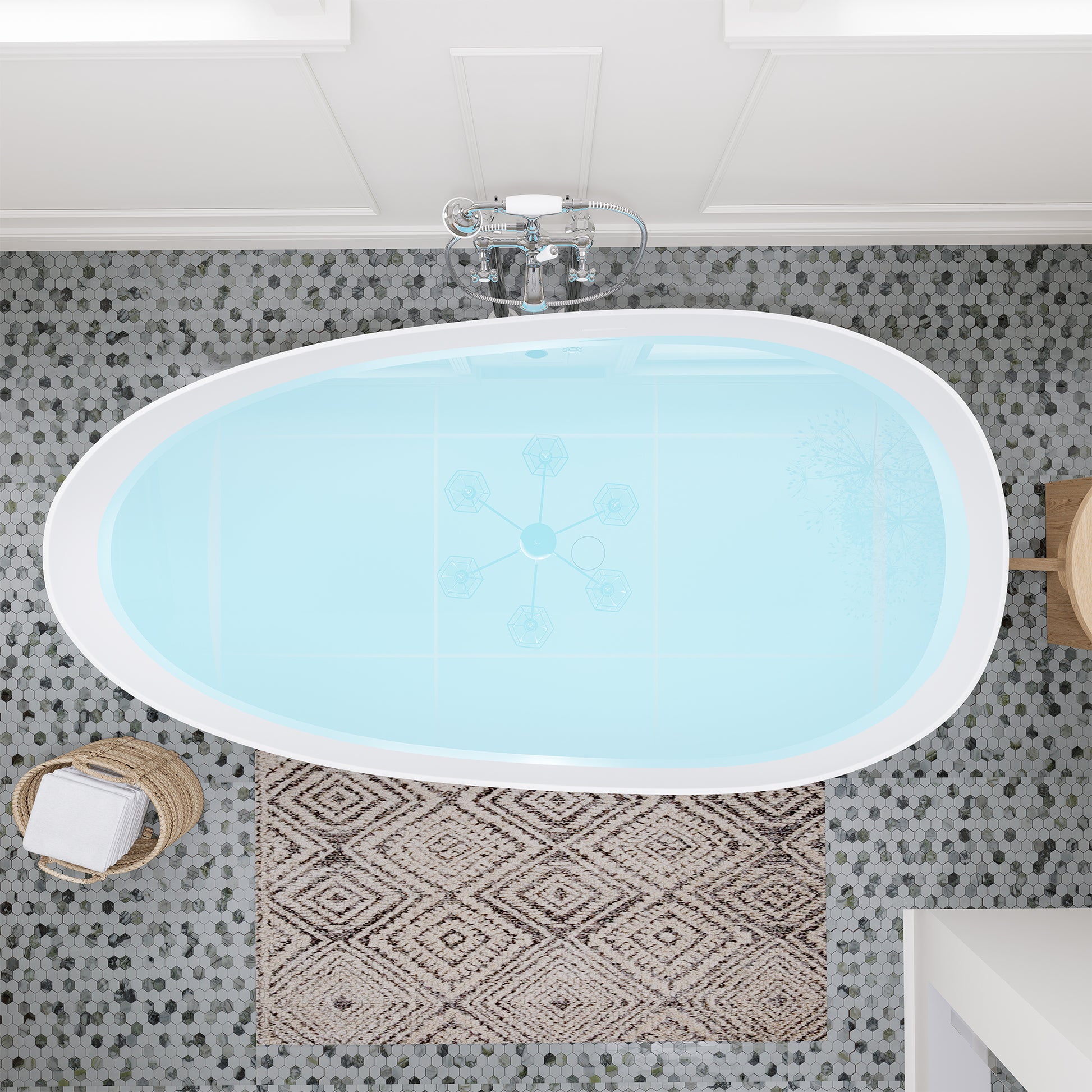 Elegant Freestanding Oval Tub Solid Surface Soaking Bathtub by Altair