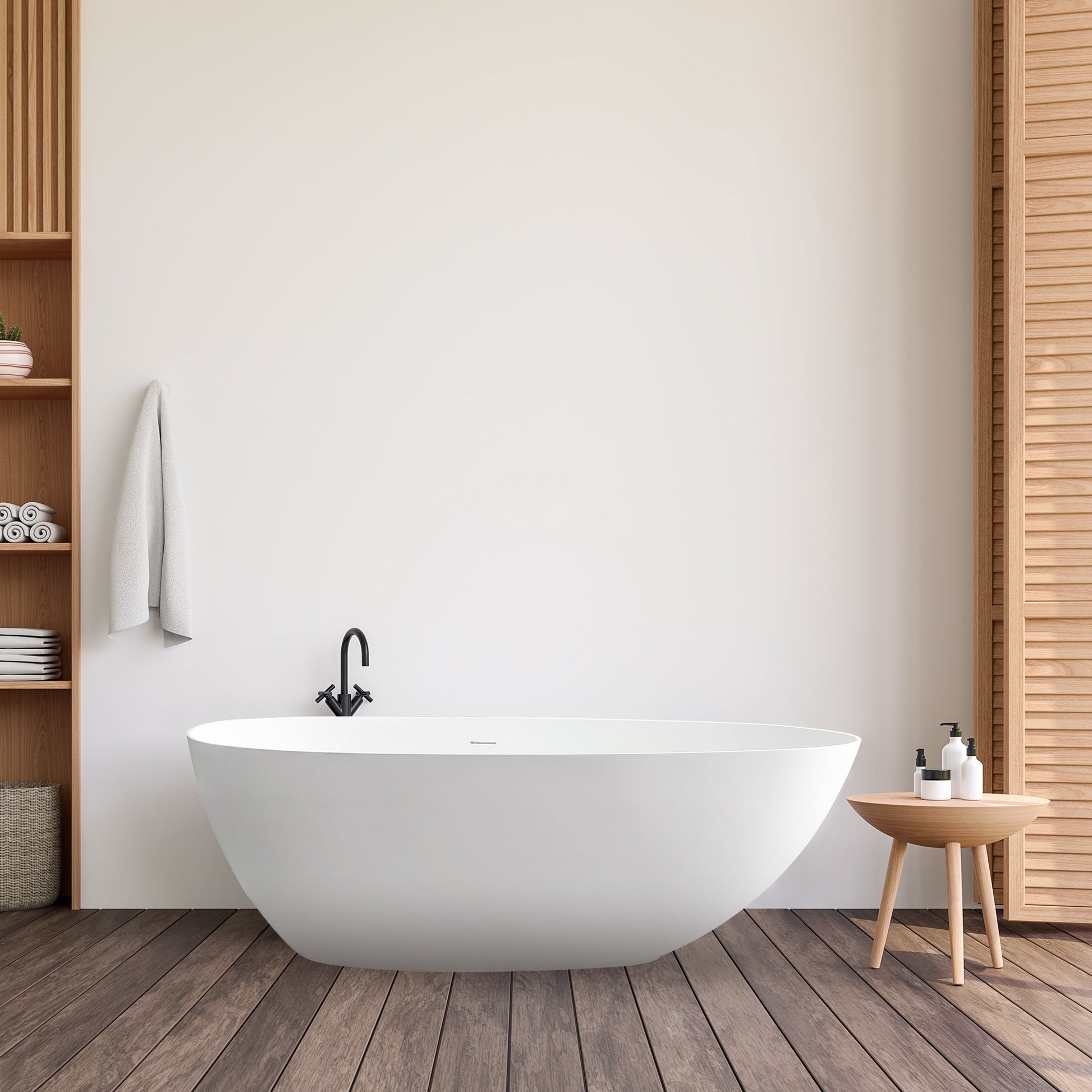 Elegant Freestanding Oval Tub Solid Surface Soaking Bathtub by Altair