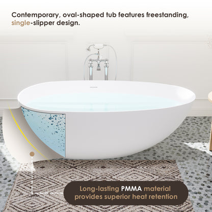 Elegant Freestanding Oval Tub Solid Surface Soaking Bathtub by Altair