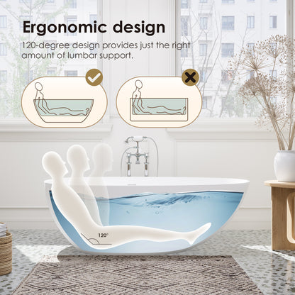 Elegant Freestanding Oval Tub Solid Surface Soaking Bathtub by Altair