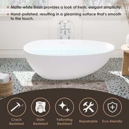 Elegant Freestanding Oval Tub Solid Surface Soaking Bathtub by Altair