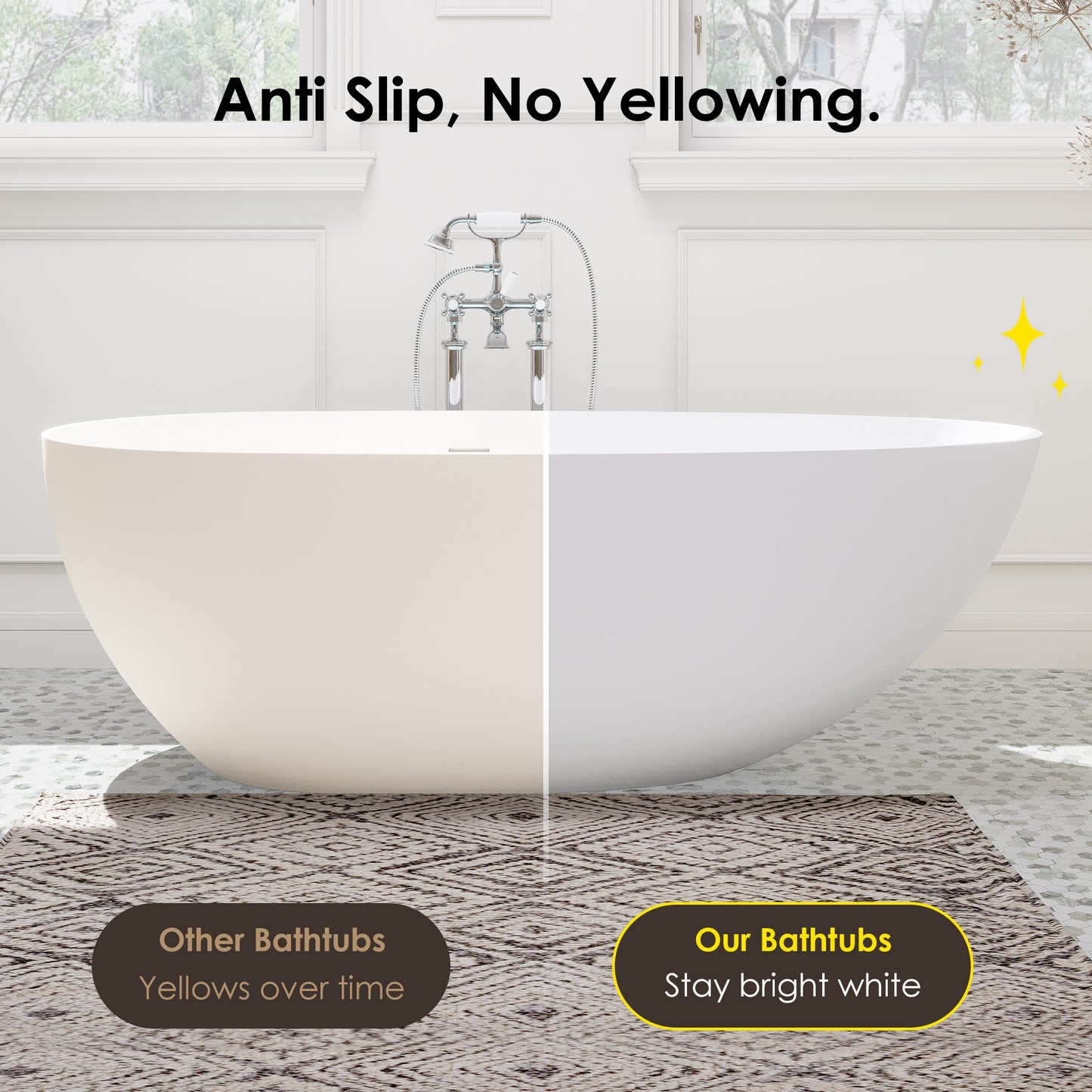 Elegant Freestanding Oval Tub Solid Surface Soaking Bathtub by Altair
