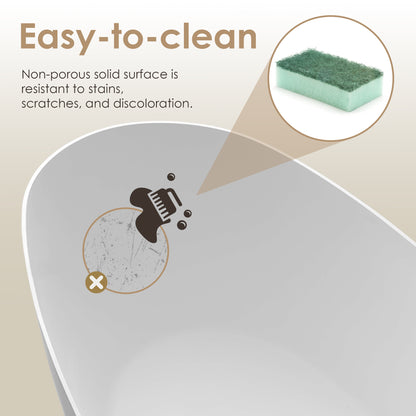 Elegant Freestanding Oval Tub Solid Surface Soaking Bathtub by Altair