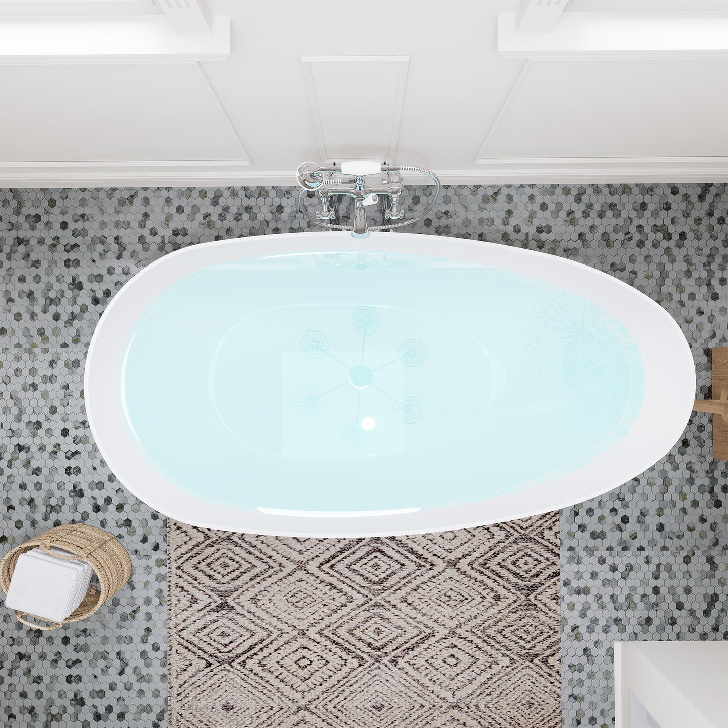 Elegant Freestanding Oval Tub Solid Surface Soaking Bathtub by Altair