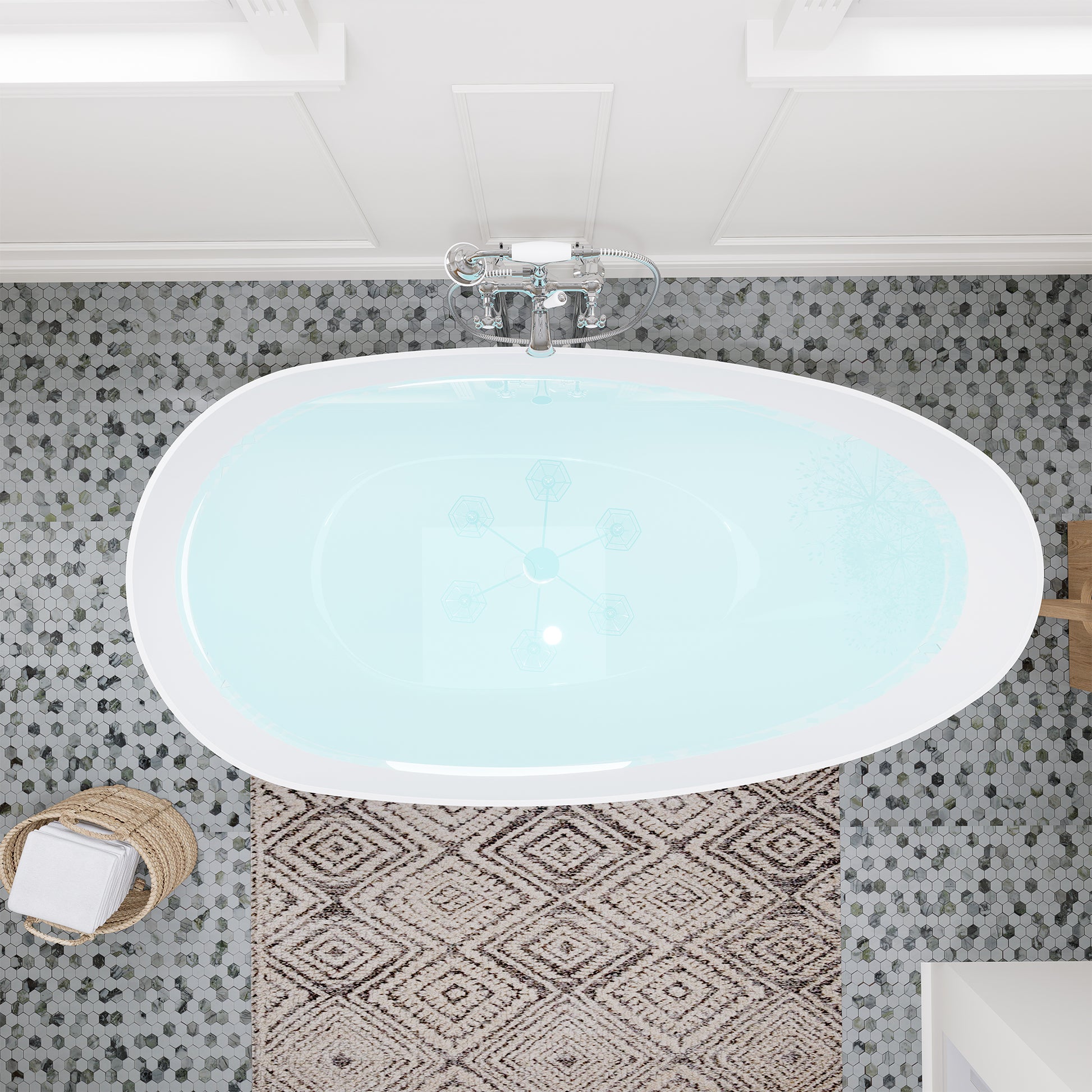 Elegant Freestanding Oval Tub Solid Surface Soaking Bathtub by Altair