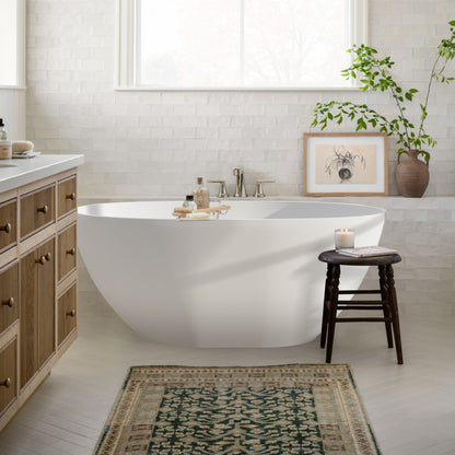 Modern Oval Freestanding Bathtub Solid Surface Soaking Bathtub by Altair