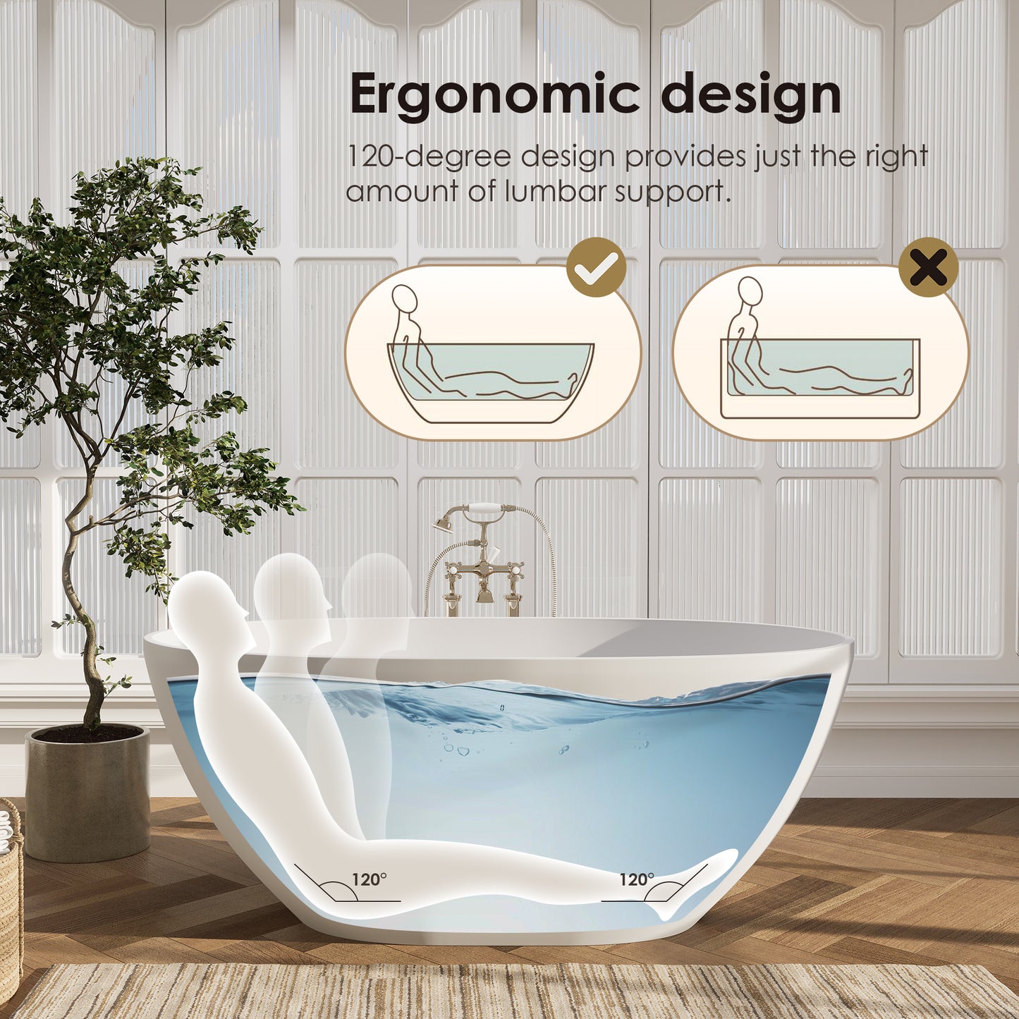 Modern Oval Freestanding Bathtub Solid Surface Soaking Bathtub by Altair