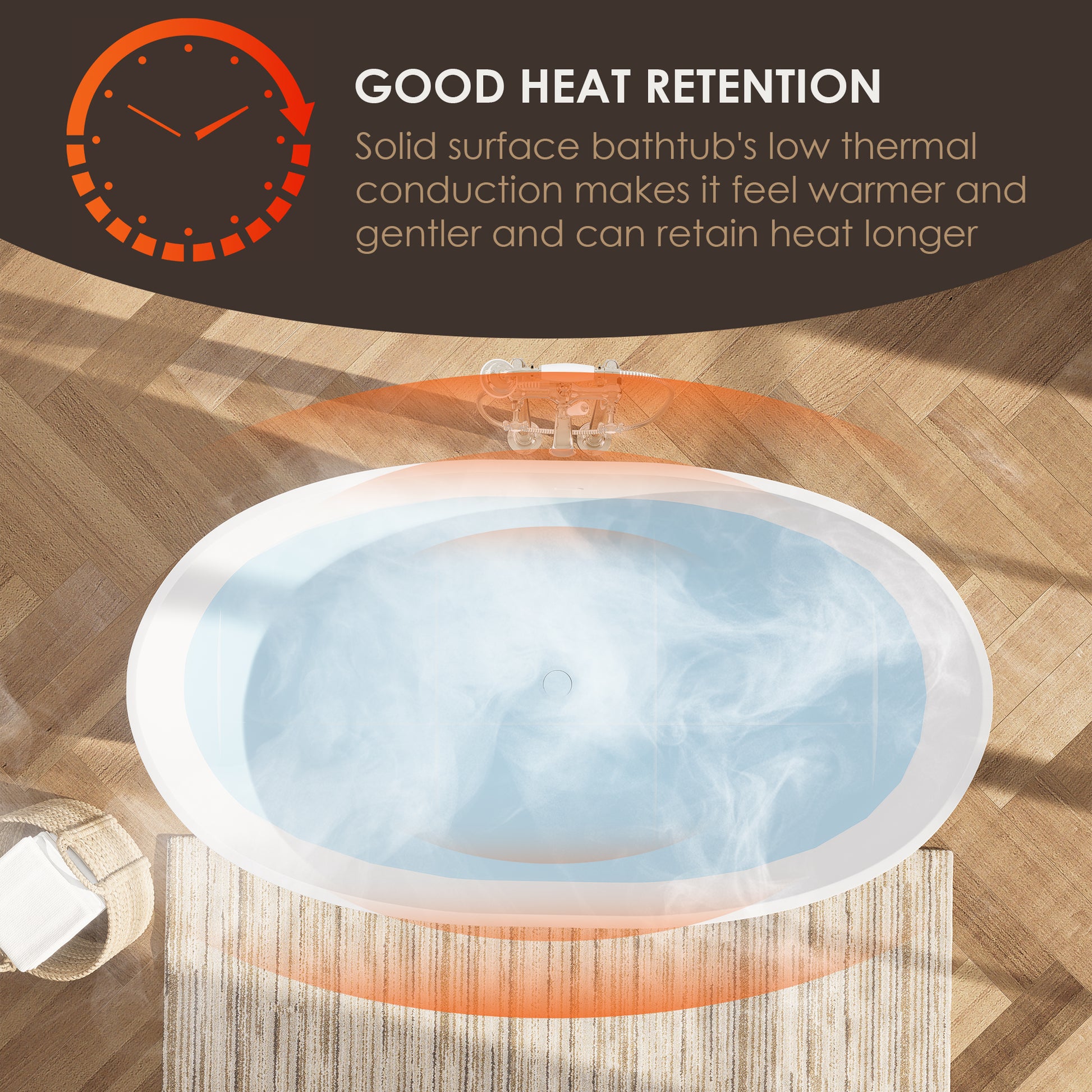 Modern Oval Freestanding Bathtub Solid Surface Soaking Bathtub by Altair