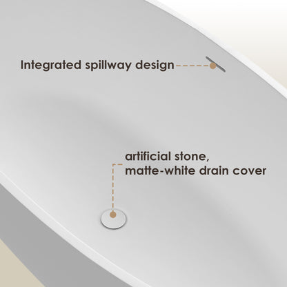 Modern Oval Freestanding Bathtub Solid Surface Soaking Bathtub by Altair