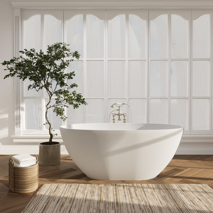 Modern Oval Freestanding Bathtub Solid Surface Soaking Bathtub by Altair
