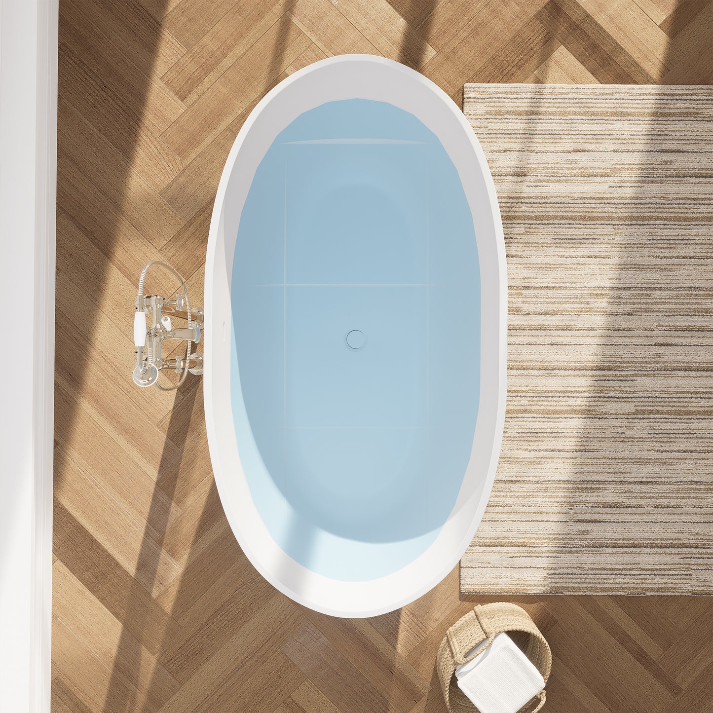 Modern Oval Freestanding Bathtub Solid Surface Soaking Bathtub by Altair