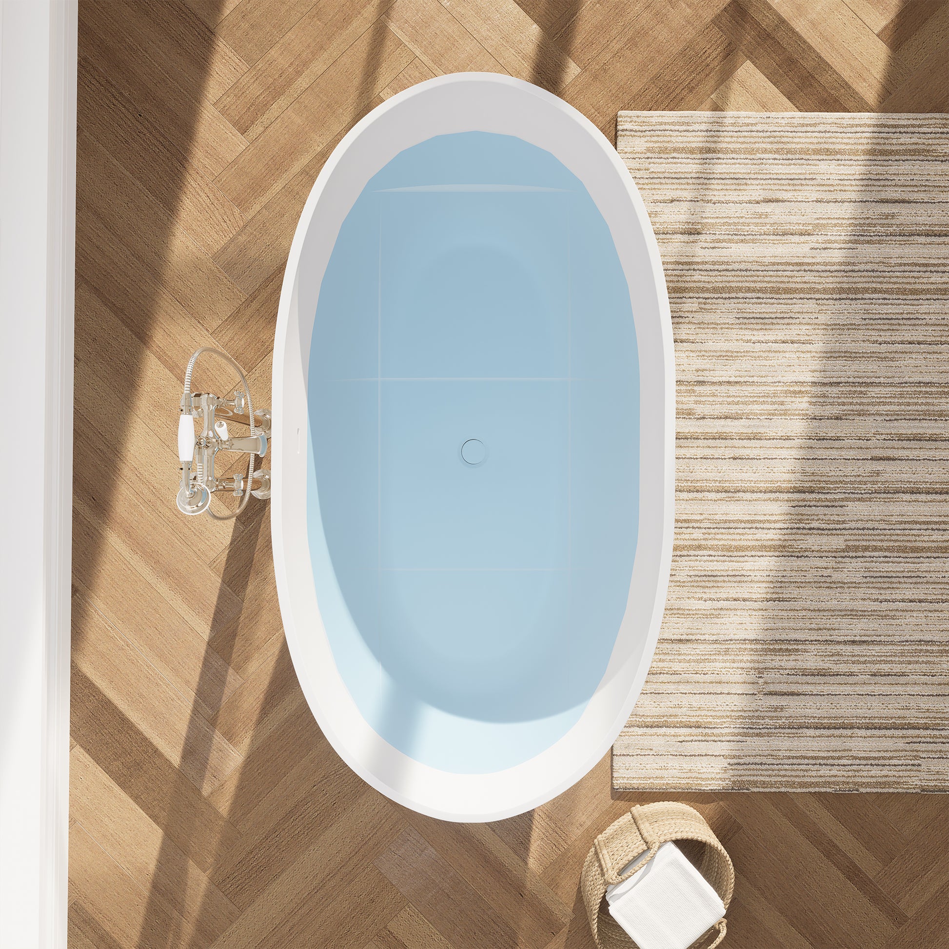 Modern Oval Freestanding Bathtub Solid Surface Soaking Bathtub by Altair