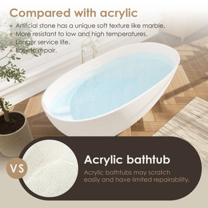 Modern Oval Freestanding Bathtub Solid Surface Soaking Bathtub by Altair