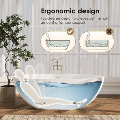 Modern Oval Freestanding Bathtub Solid Surface Soaking Bathtub by Altair