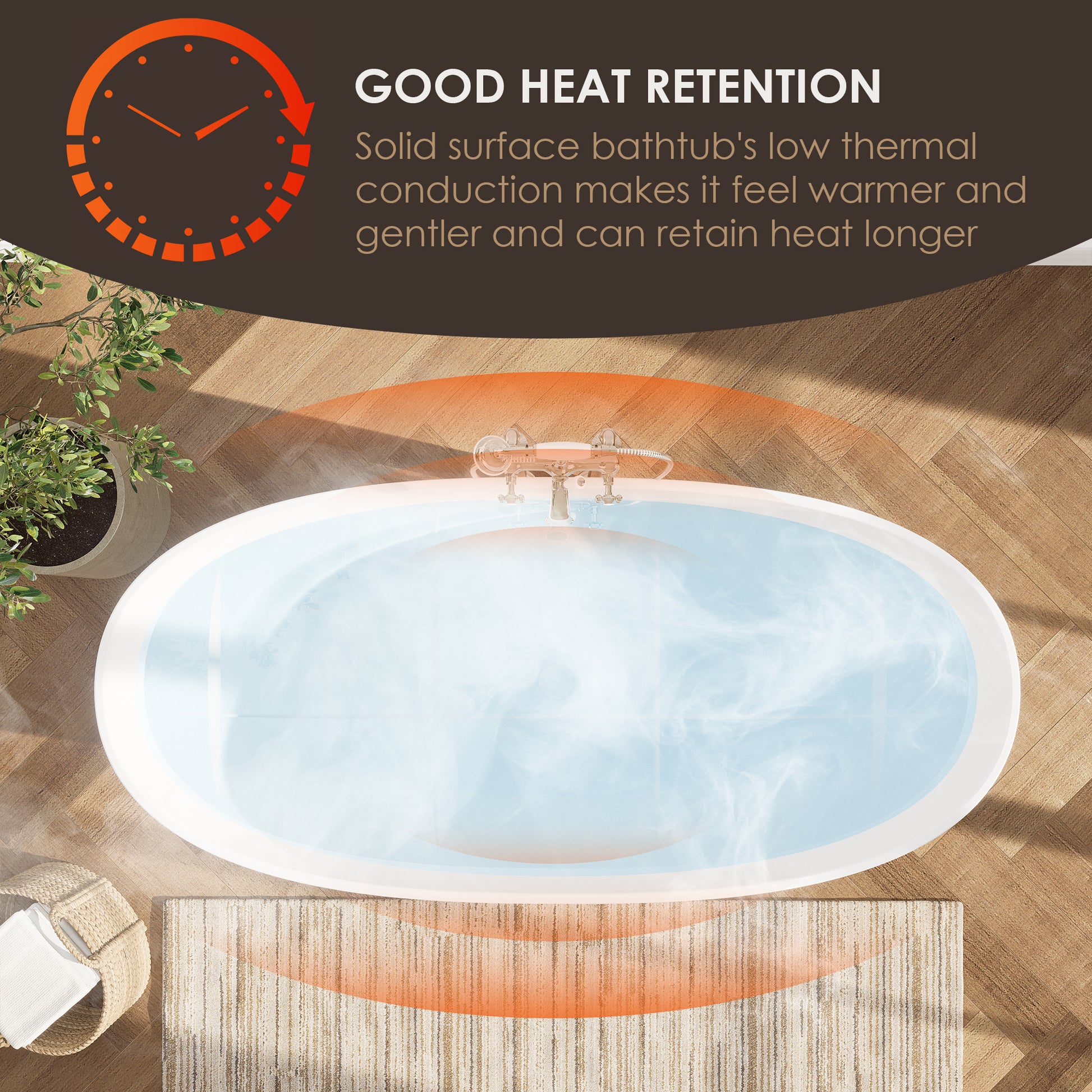 Modern Oval Freestanding Bathtub Solid Surface Soaking Bathtub by Altair