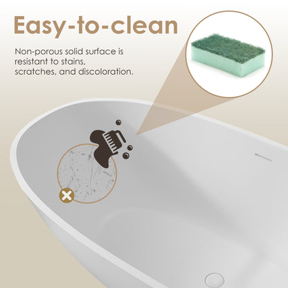 Modern Oval Freestanding Bathtub Solid Surface Soaking Bathtub by Altair