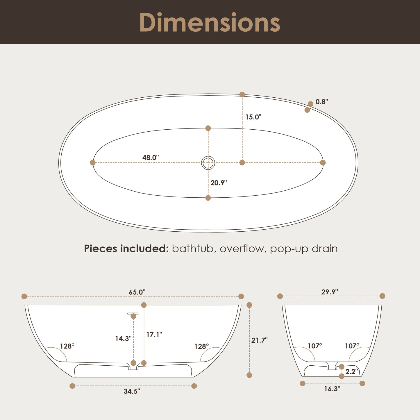 Modern Oval Freestanding Bathtub Solid Surface Soaking Bathtub by Altair