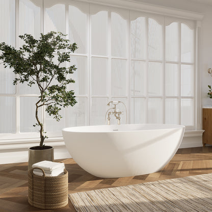 Modern Oval Freestanding Bathtub Solid Surface Soaking Bathtub by Altair