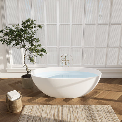 Modern Oval Freestanding Bathtub Solid Surface Soaking Bathtub by Altair