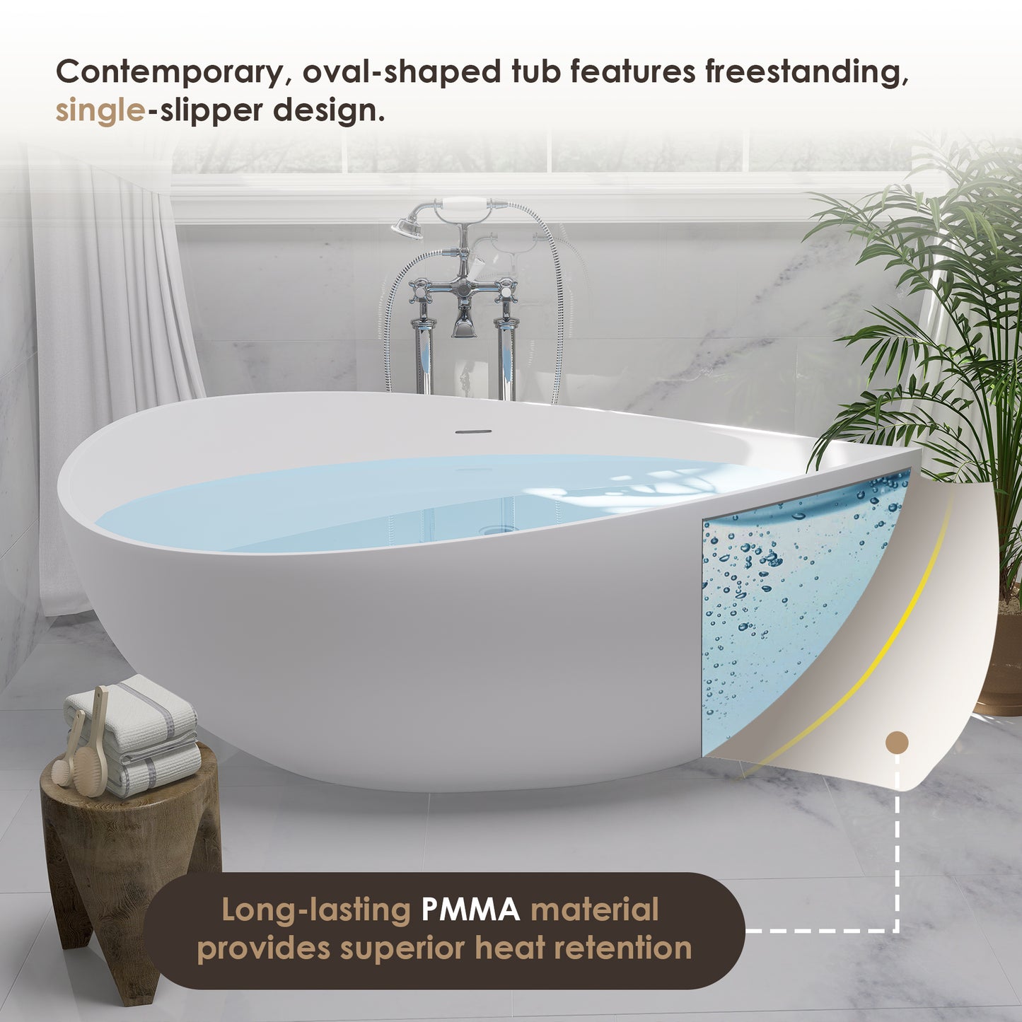 Solid Surface Relaxing Soaking Bathtub by Altair