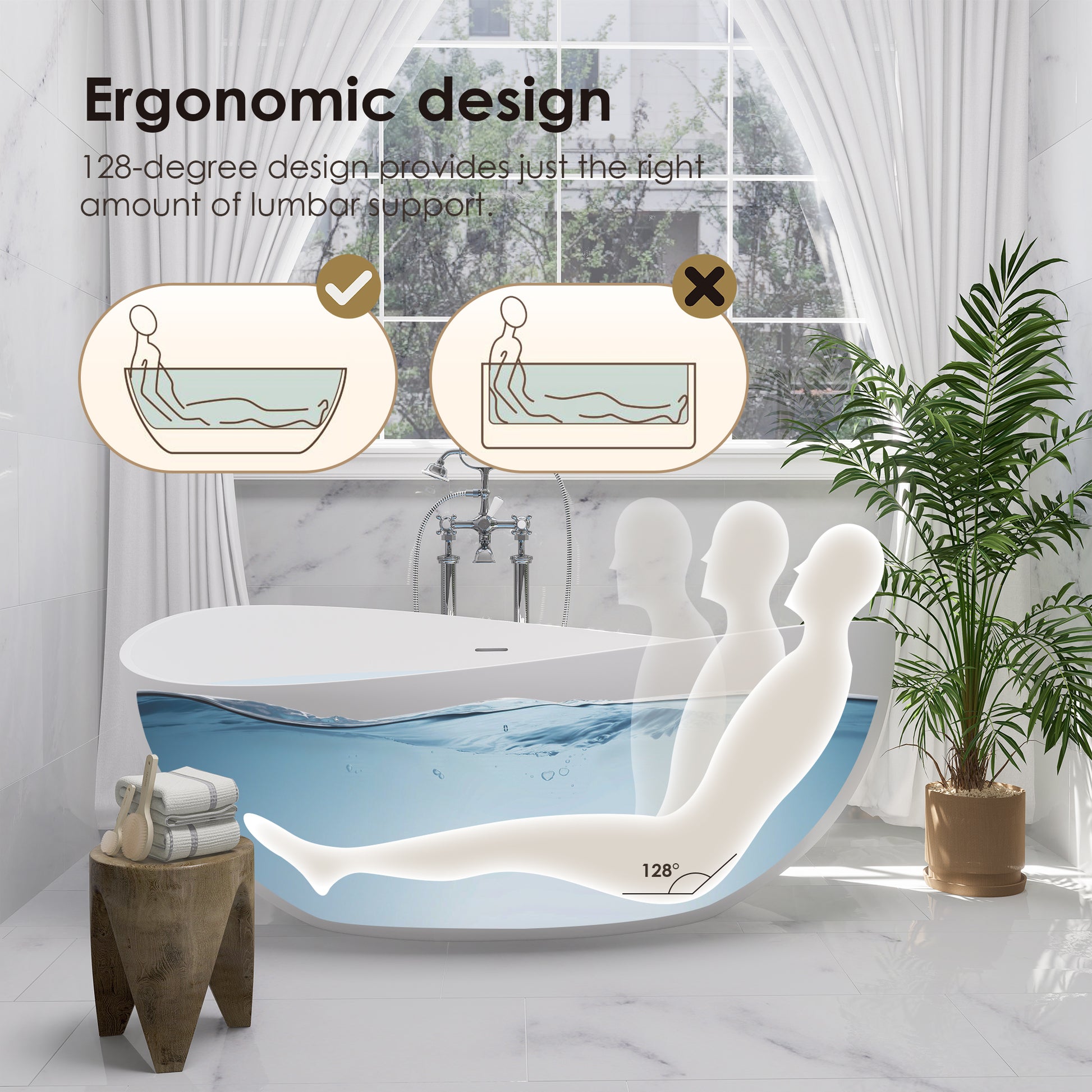 Solid Surface Relaxing Soaking Bathtub by Altair