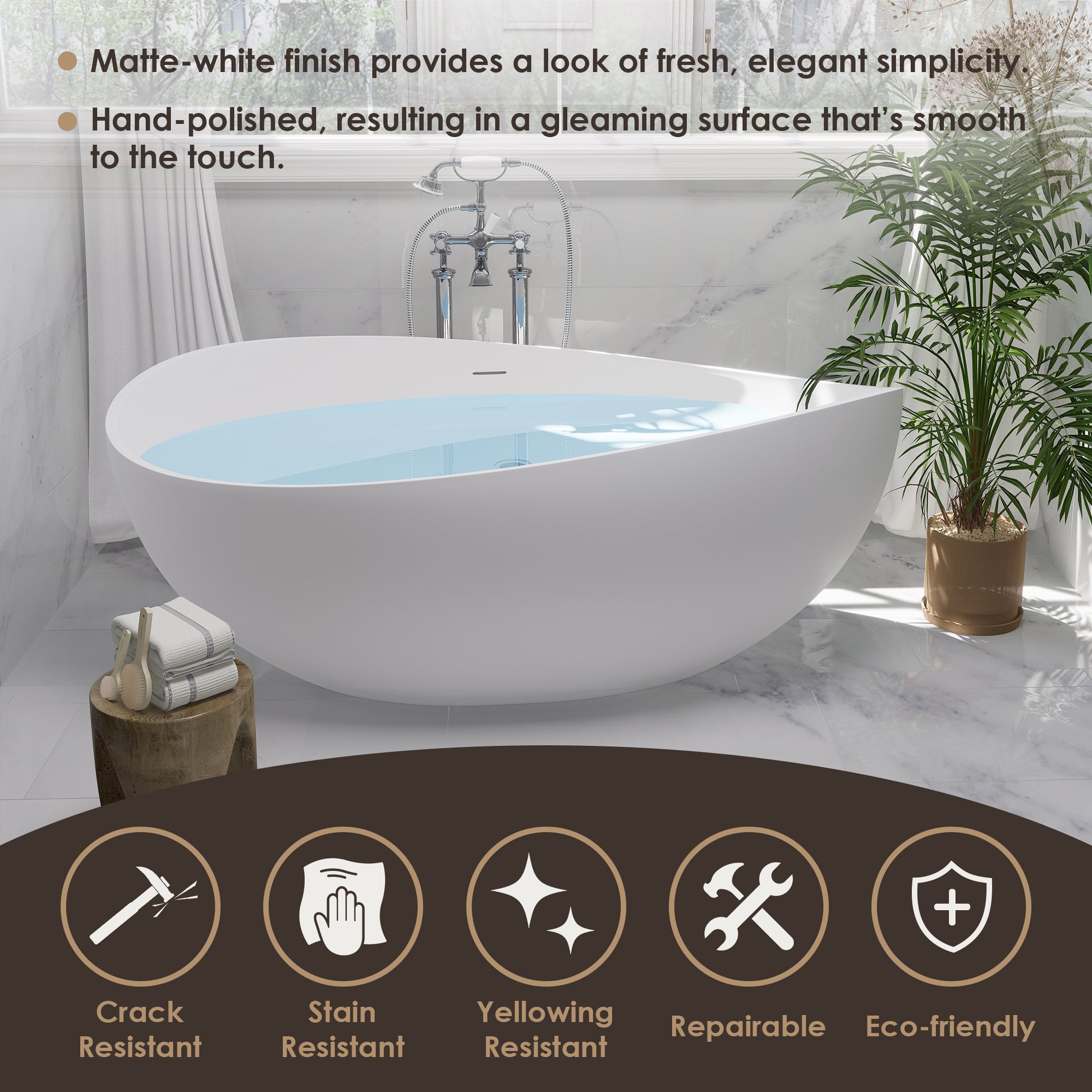 Solid Surface Relaxing Soaking Bathtub by Altair