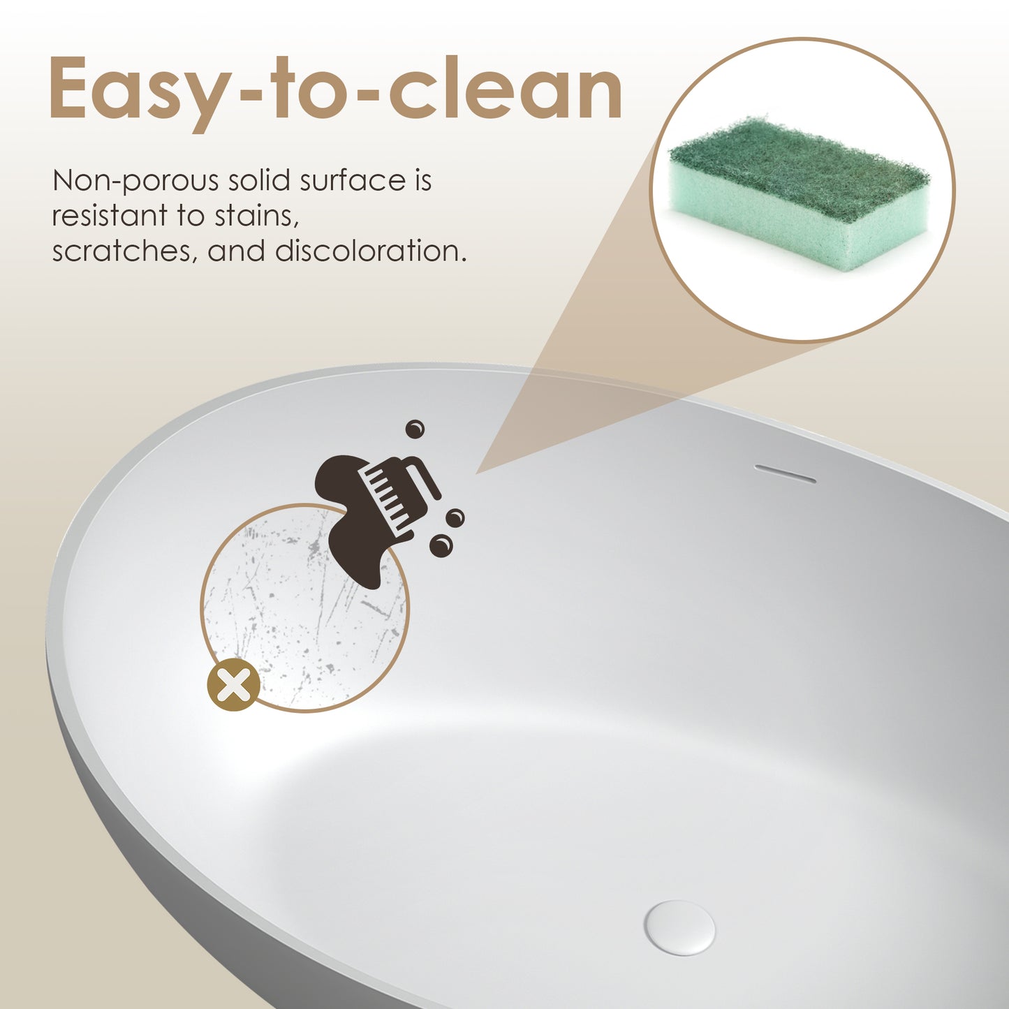Solid Surface Relaxing Soaking Bathtub by Altair