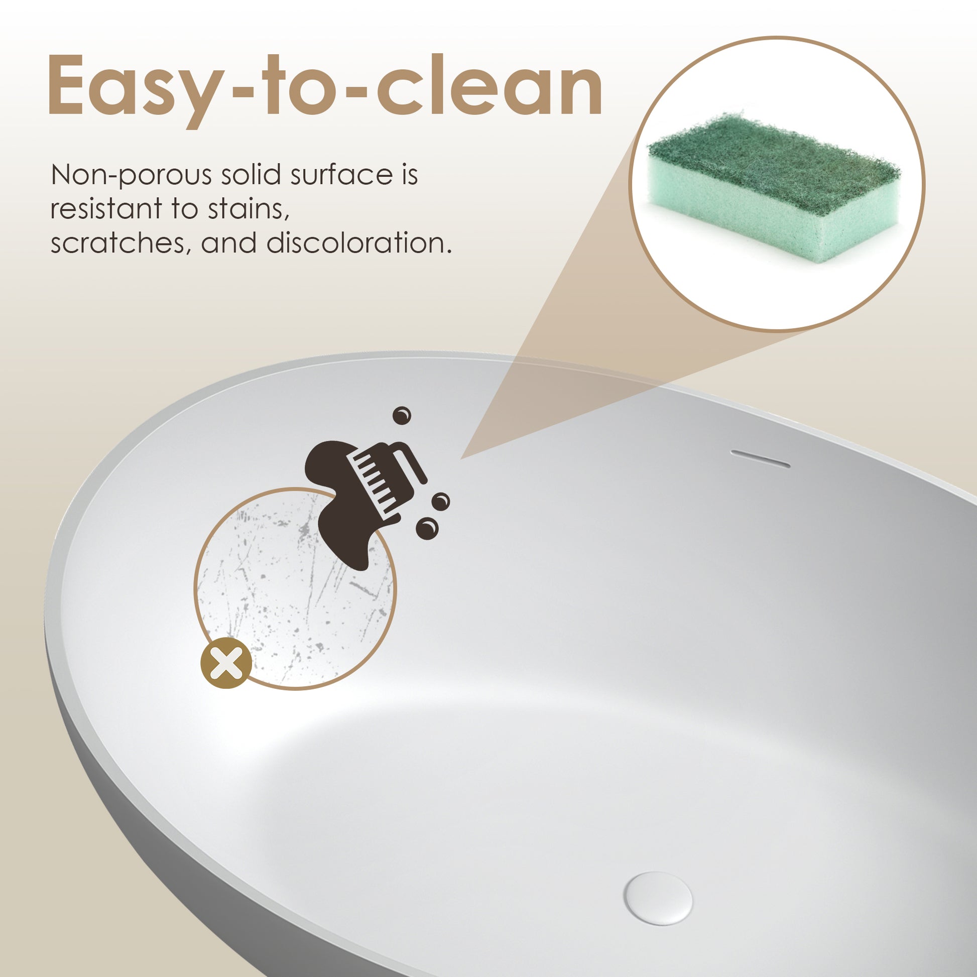 Solid Surface Relaxing Soaking Bathtub by Altair