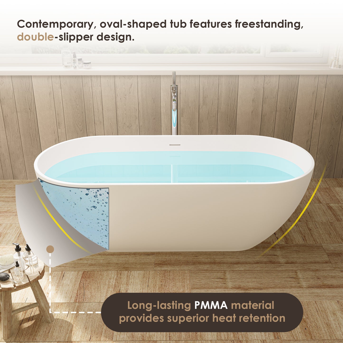 Solid Surface Relaxing Oval Soaking Bathtub by Altair