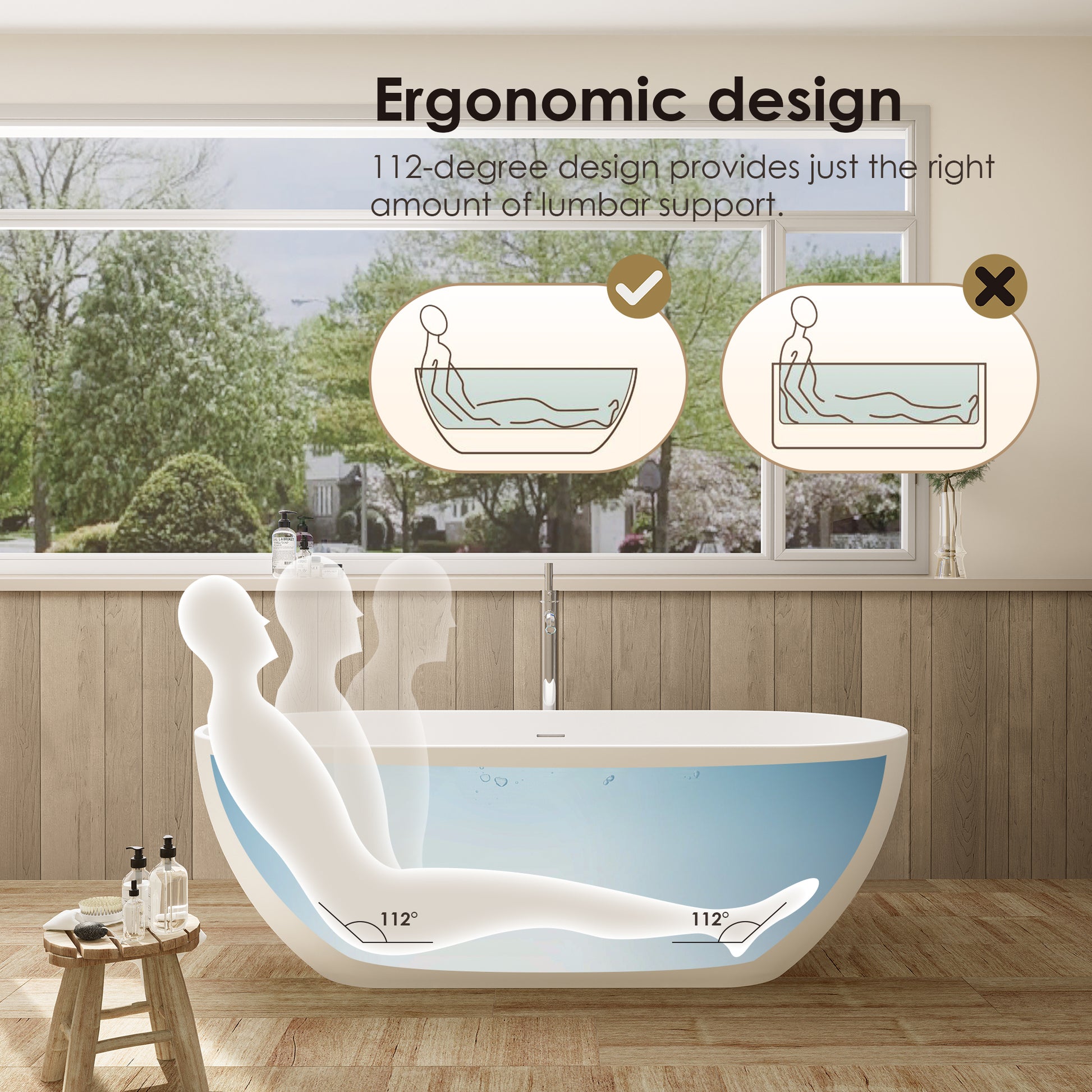 Solid Surface Relaxing Oval Soaking Bathtub by Altair