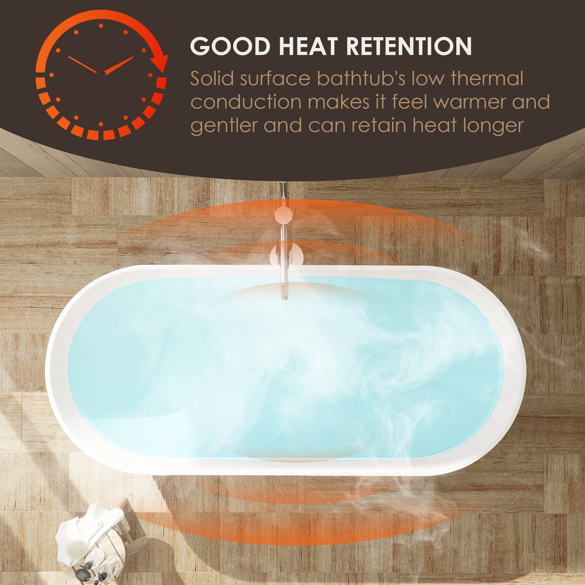 Solid Surface Relaxing Oval Soaking Bathtub by Altair