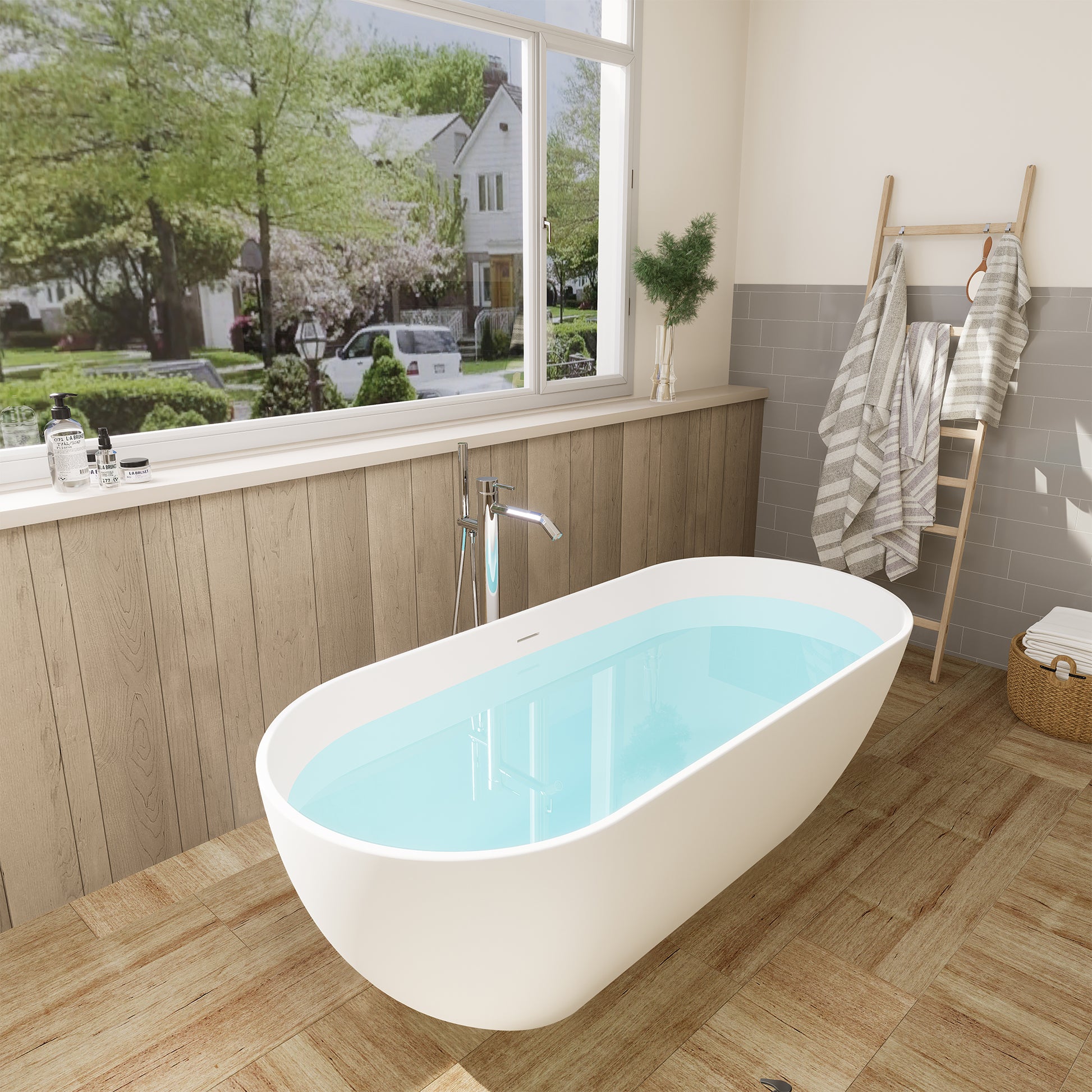 Solid Surface Relaxing Oval Soaking Bathtub by Altair