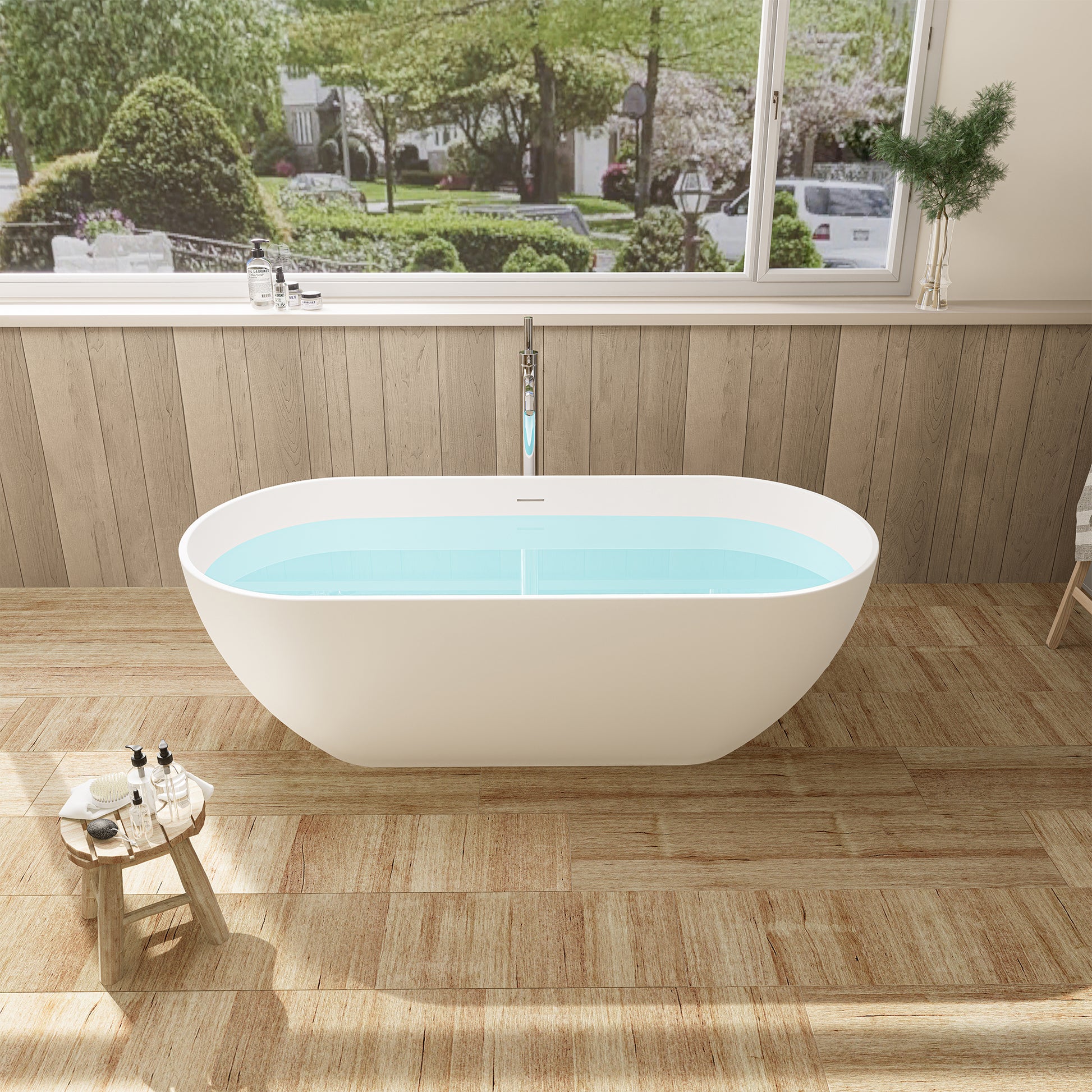Solid Surface Relaxing Oval Soaking Bathtub by Altair