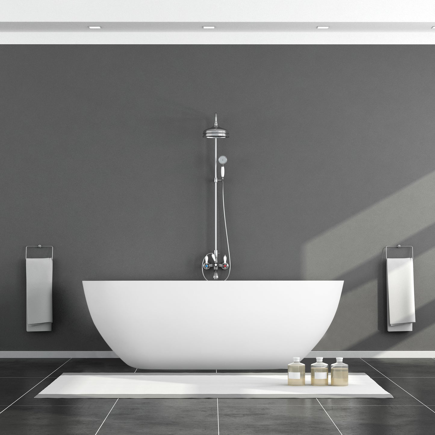 Solid Surface Relaxing Oval Soaking Bathtub by Altair