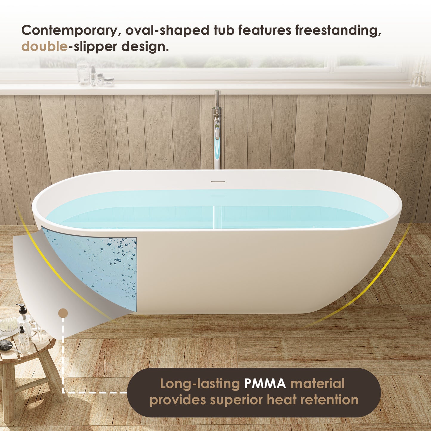 Solid Surface Relaxing Oval Soaking Bathtub by Altair