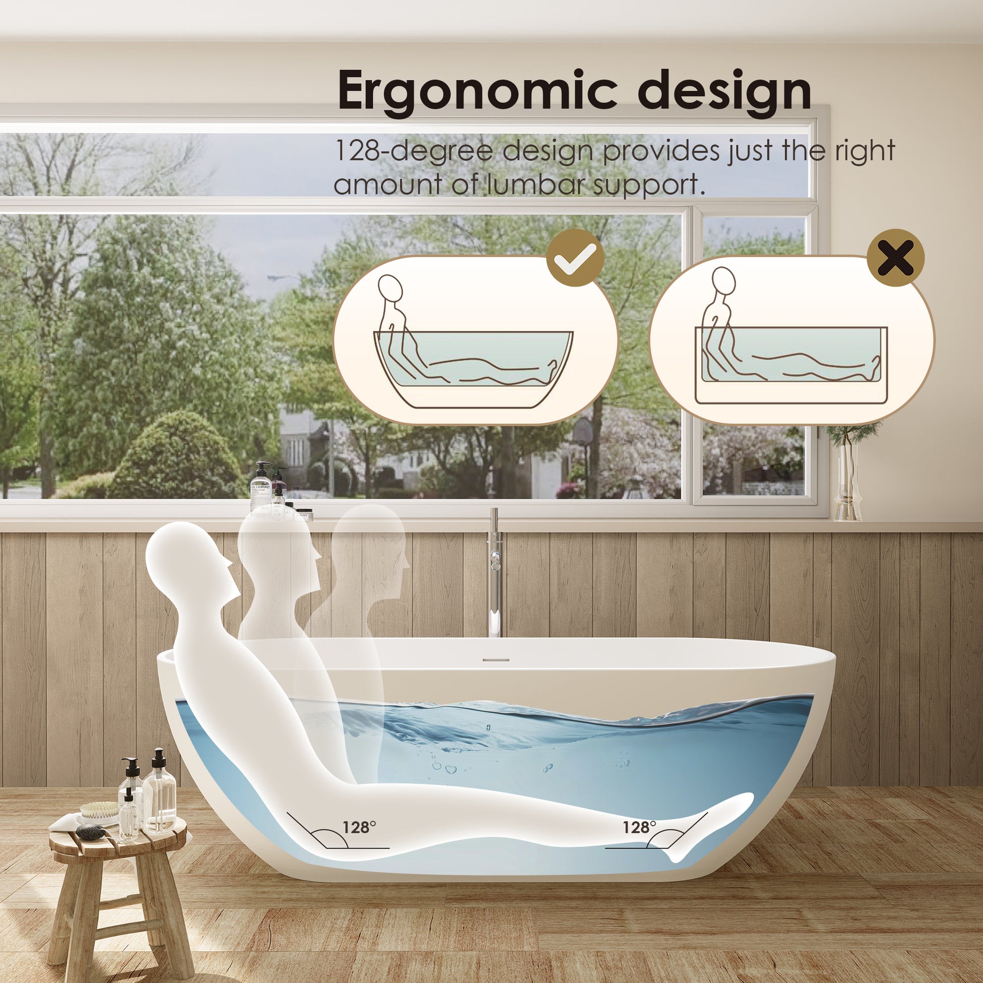 Solid Surface Relaxing Oval Soaking Bathtub by Altair