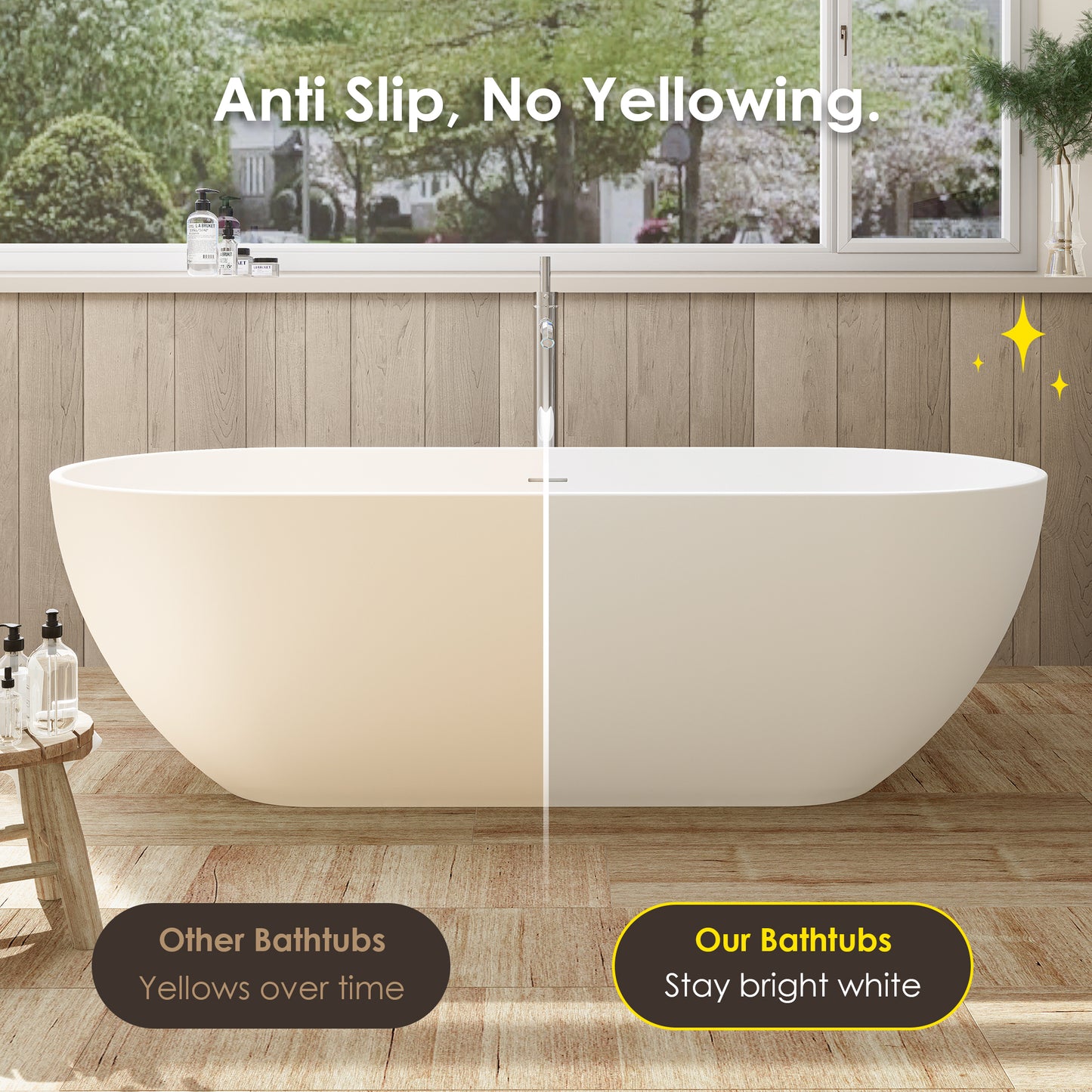 Solid Surface Relaxing Oval Soaking Bathtub by Altair