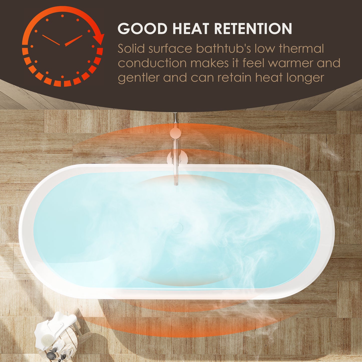 Solid Surface Relaxing Oval Soaking Bathtub by Altair
