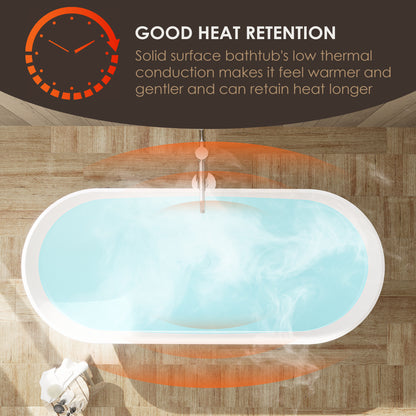 Solid Surface Relaxing Oval Soaking Bathtub by Altair