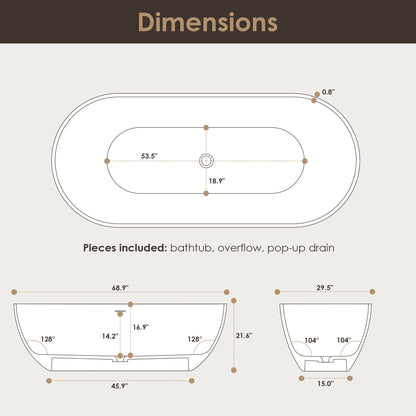Solid Surface Relaxing Oval Soaking Bathtub by Altair